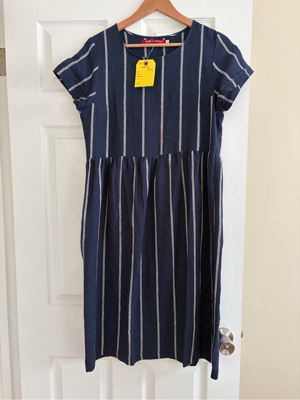 Pyne & Smith No. 15 Linen Day Dress in Blundell Stripe, Seconds Sale